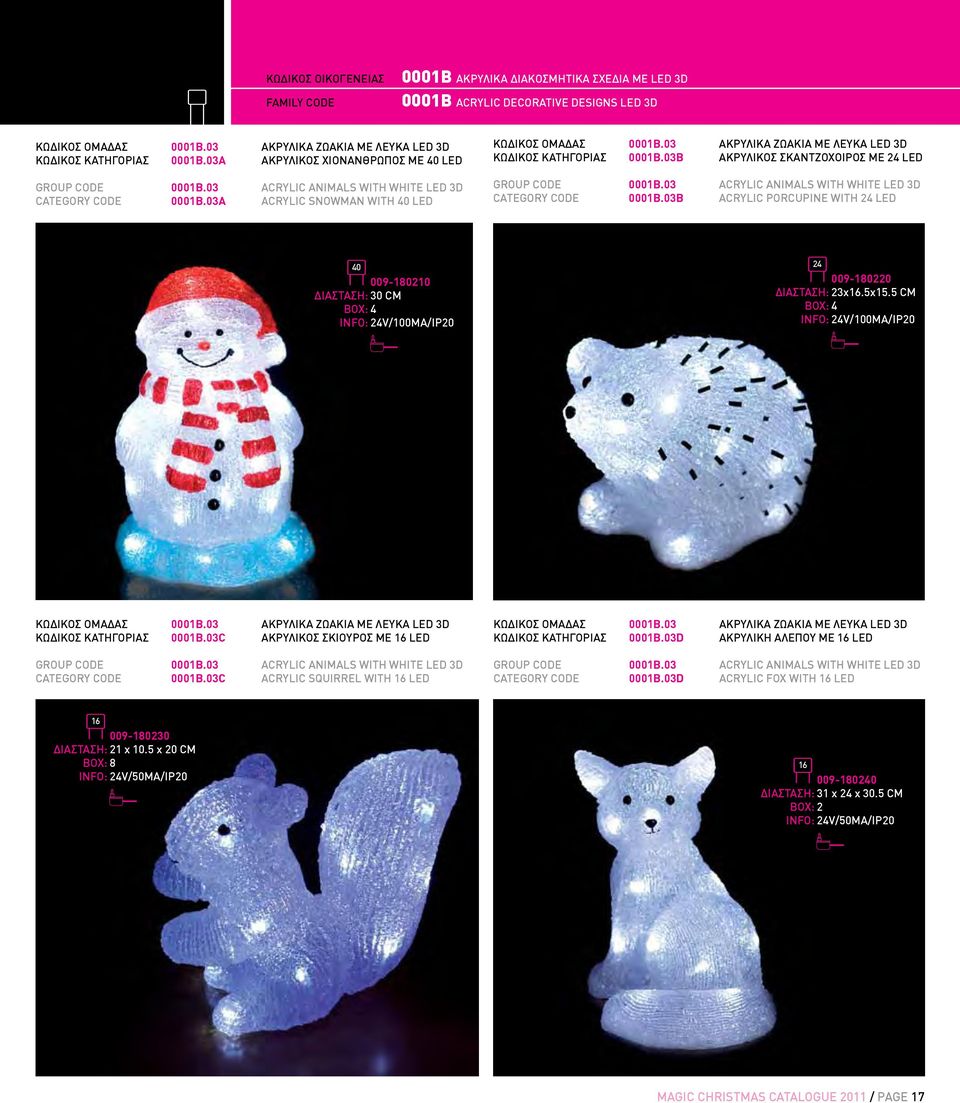 03 ΑΚΡΥΛΙΚΑ ΖΩΑΚΙΑ ΜΕ ΛΕΥΚΑ LED 3D ΚΩΔΙΚΟΣ ΚΑΤΗΓΟΡΙΑΣ 0001B.03B ΑΚΡΥΛΙΚΟΣ ΣΚΑΝΤΖΟΧΟΙΡΟΣ ΜΕ 24 LED GROUP CODE 0001B.03 ACRYLIC ANIMALS WITH WHITE LED 3D CATEGORY CODE 0001B.