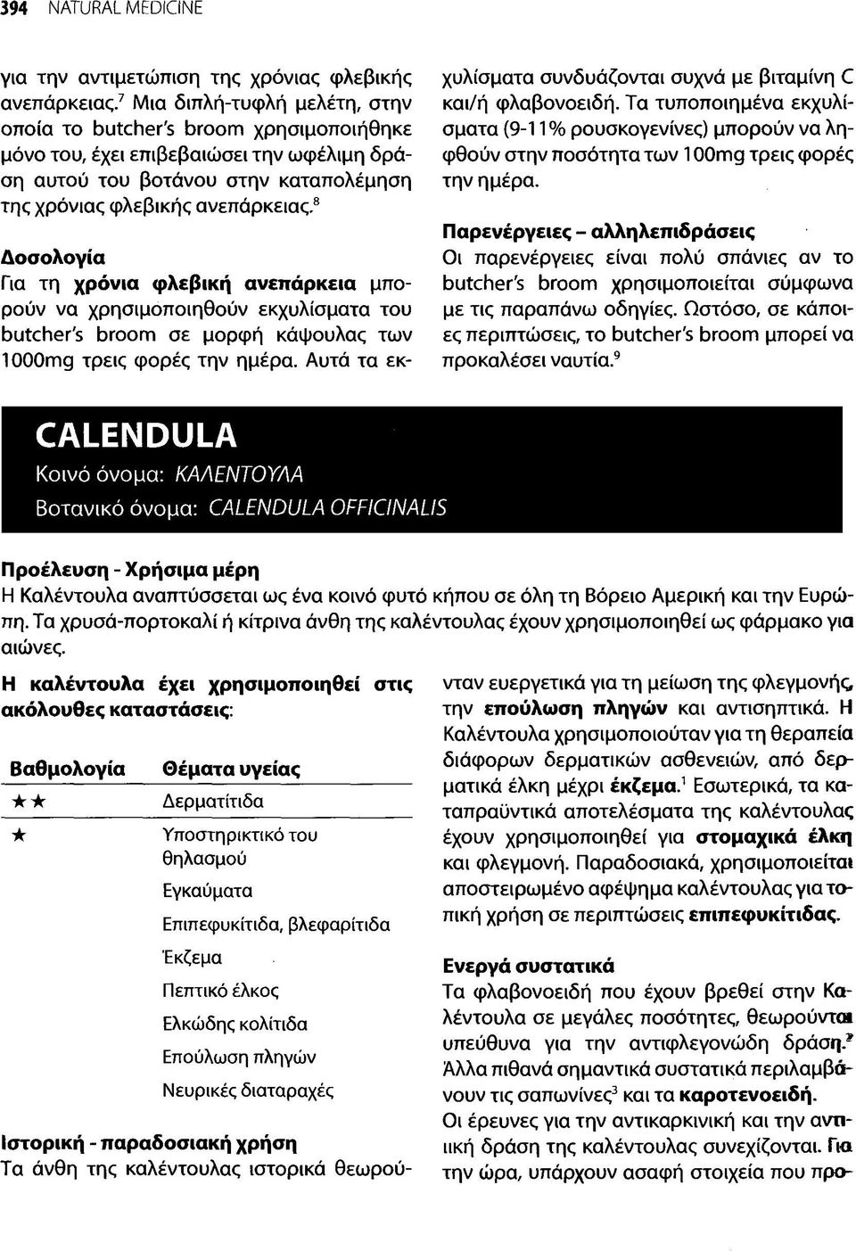 8 Δοσολογία Για τη χρόνια φλεβική ανεπάρκεια μπορούν να χρησιμοποιηθούν εκχυλίσματα του butcher's broom σε μορφή κάψουλας των 10OOmg τρεις φορές την ημέρα.
