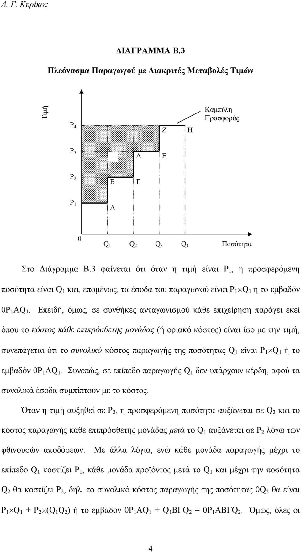 Επειδή, όµως, σε συνθήκες ανταγωνισµού κάθε επιχείρηση παράγει εκεί όπου το κόστος κάθε επιπρόσθετης µονάδας (ή οριακό κόστος) είναι ίσο µε την τιµή, συνεπάγεται ότι το συνολικό κόστος παραγωγής της