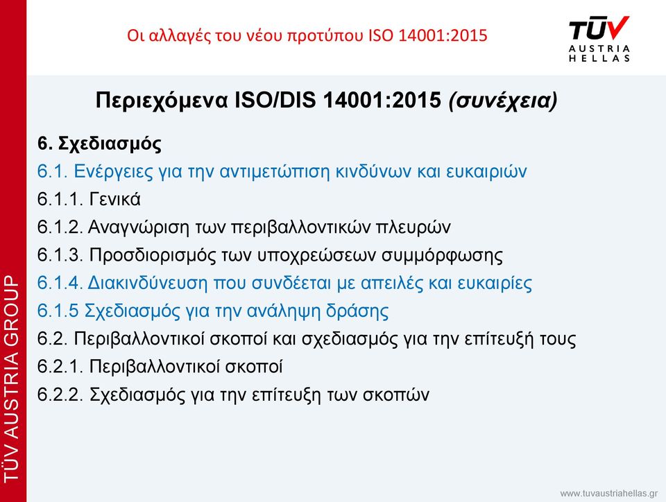 Διακινδύνευση που συνδέεται με απειλές και ευκαιρίες 6.1.5 Σχεδιασμός για την ανάληψη δράσης 6.2.