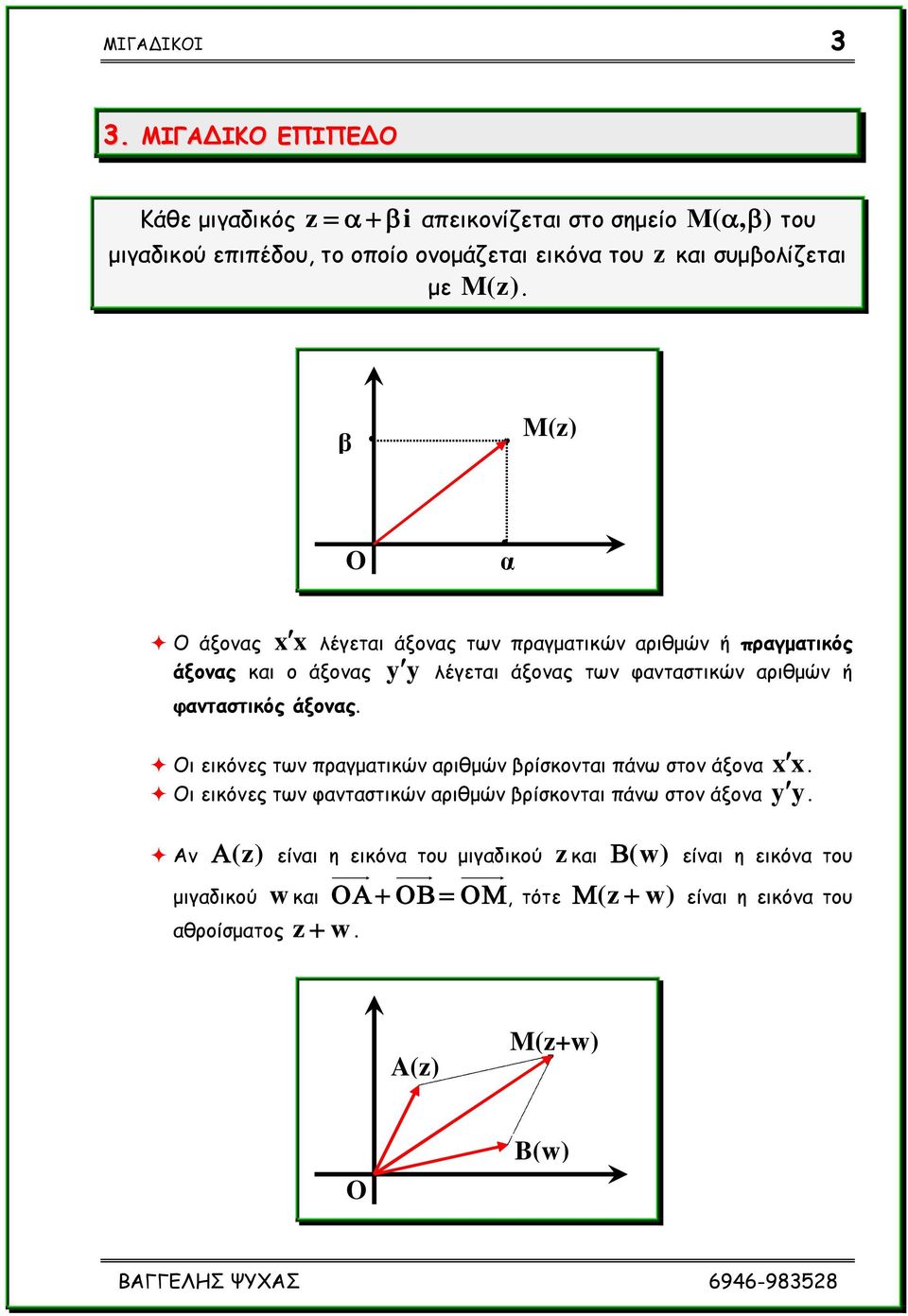 β M() O α Ο άλμκαξ x x ιέγεηαη άλμκαξ ηςκ πναγμαηηθώκ ανηζμώκ ή πναγμαηηθόξ y y ιέγεηαη άλμκαξ ηςκ θακηαζηηθώκ ανηζμώκ ή άλμκαξ θαη μ άλμκαξ θακηαζηηθόξ