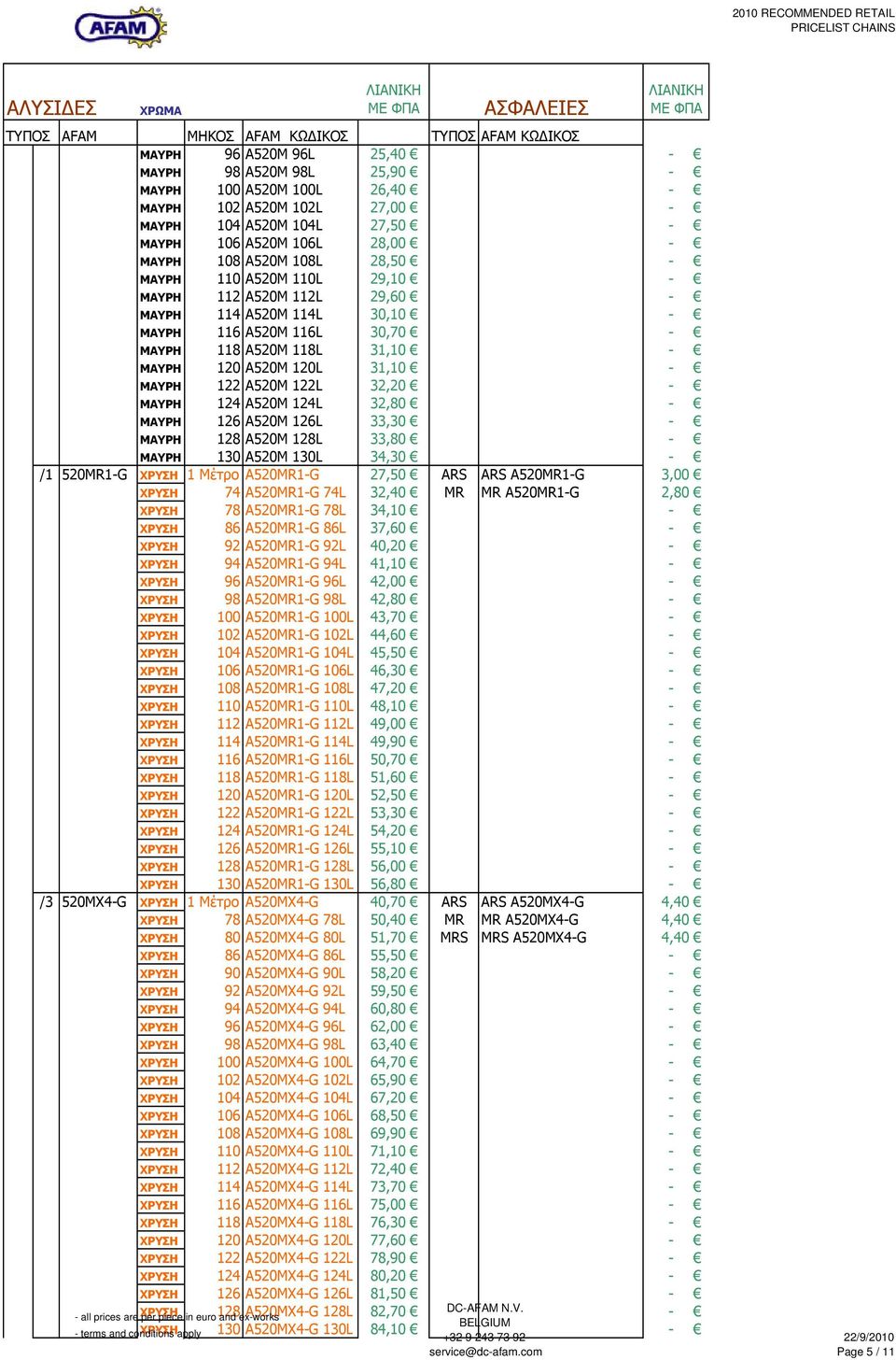 32,80 ΜΑΥΡΗ 126 A520M 126L 33,30 ΜΑΥΡΗ 128 A520M 128L 33,80 ΜΑΥΡΗ 130 A520M 130L 34,30 /1 520MR1-G ΧΡΥΣΗ 1 Μέτρο A520MR1-G 27,50 ARS ARS A520MR1-G 3,00 ΧΡΥΣΗ 74 A520MR1-G 74L 32,40 MR MR A520MR1-G