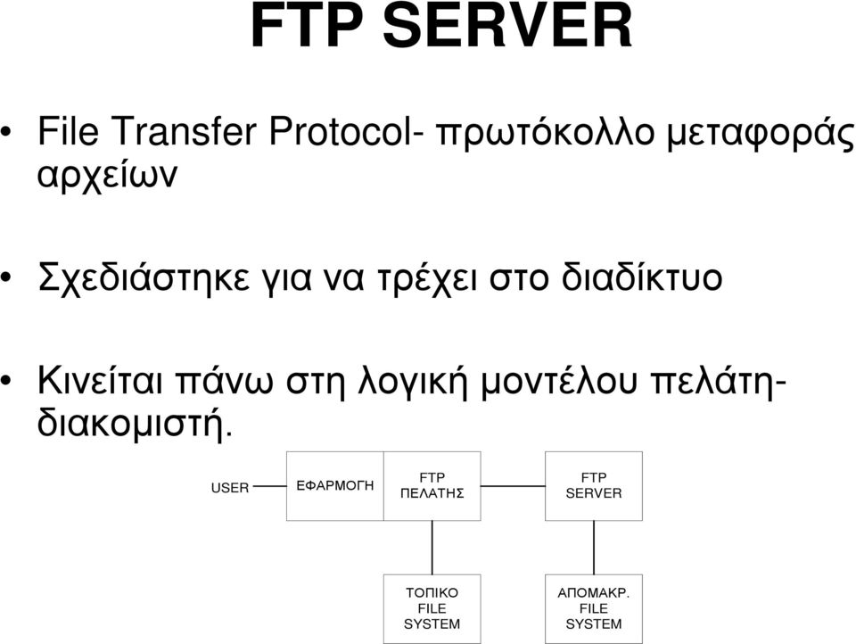 πάνω στη λογική μοντέλου πελάτηδιακομιστή.