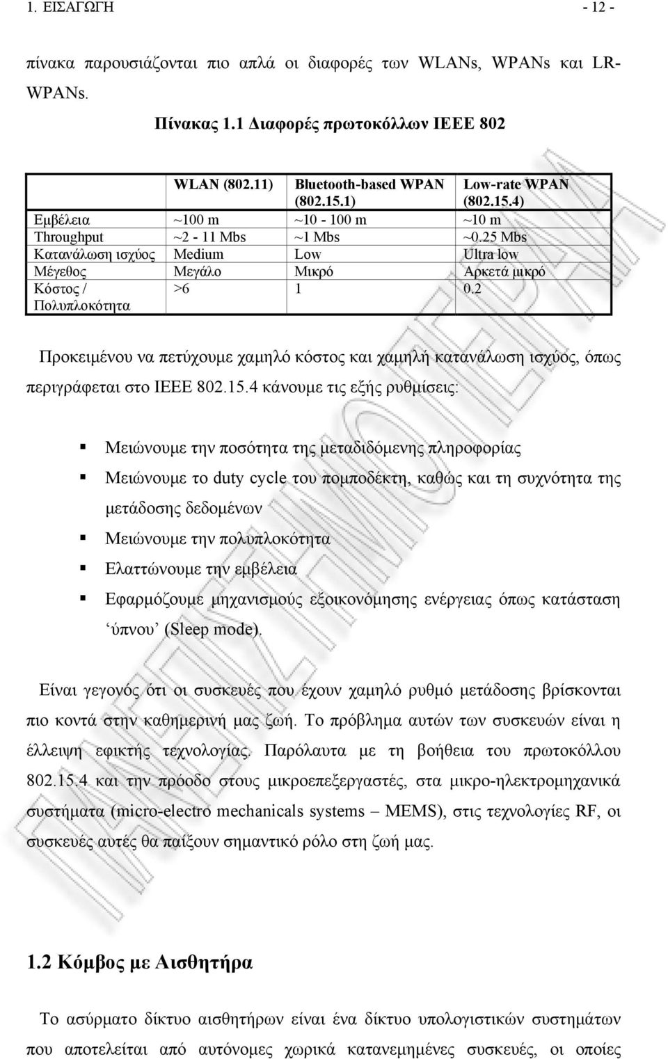 25 Mbs Κατανάλωση ισχύος Medium Low Ultra low Μέγεθος Μεγάλο Μικρό Αρκετά μικρό Κόστος / Πολυπλοκότητα >6 1 0.