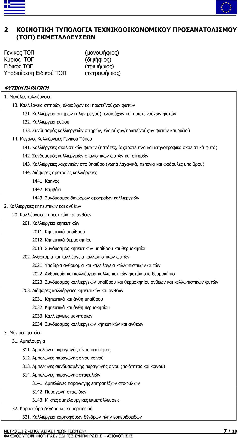 Συνδυασμός καλλιεργειών σιτηρών, ελαιούχων/πρωτεϊνούχων φυτών και ρυζιού 14. Μεγάλες Καλλιέργειες Γενικού Τύπου 141.