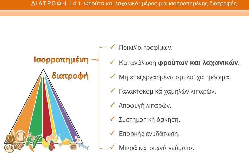 τροφίμων. Κατανάλωση φρούτων και λαχανικών.