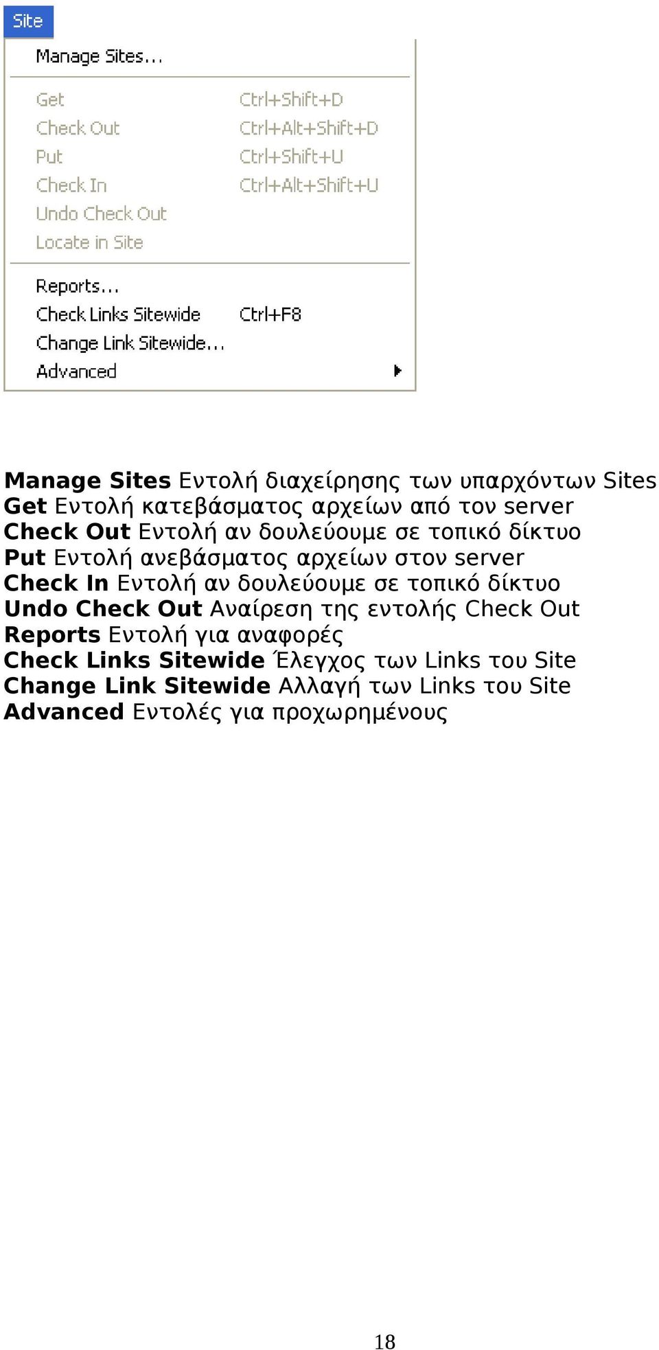 σε τοπικό δίκτυο Undo Check Out Αναίρεση της εντολής Check Out Reports Εντολή για αναφορές Check Links