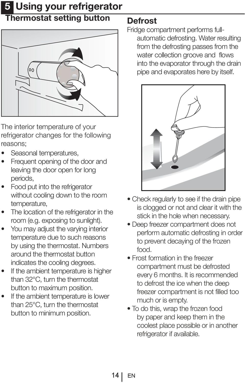 The interior temperature of your refrigerator changes for the following reasons; Seasonal temperatures, Frequent opening of the door and leaving the door open for long periods, Food put into the