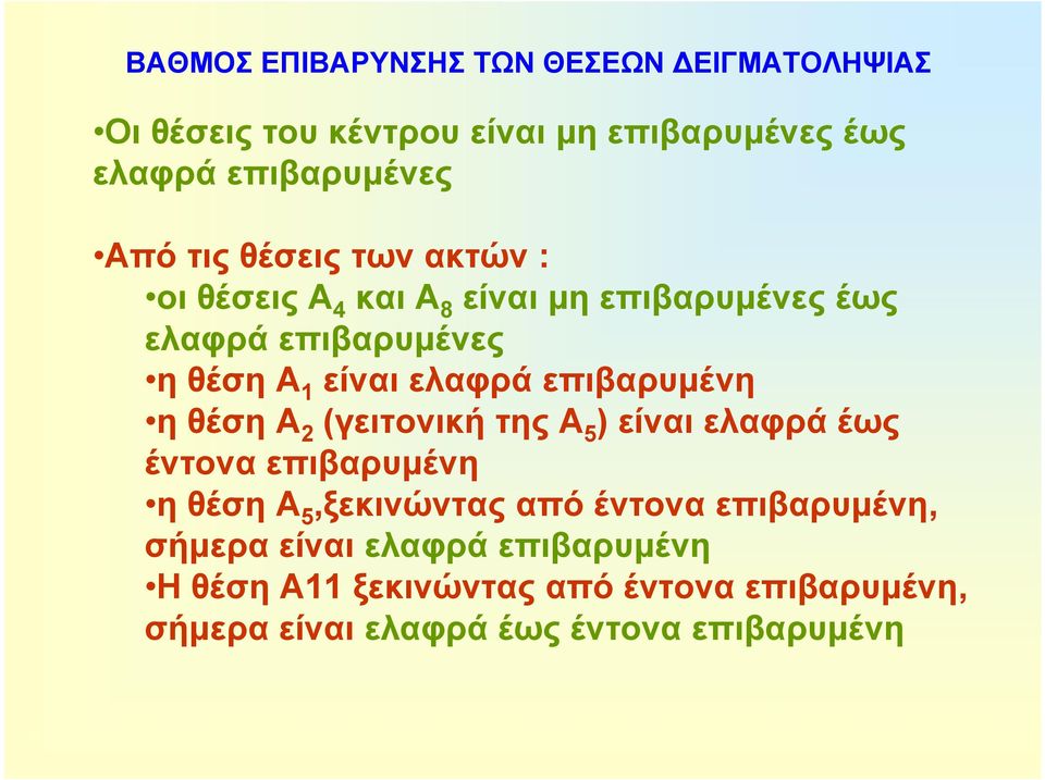 επιβαρυμένη η θέση Α2 (γειτονική της Α5) είναι ελαφρά έως έντονα επιβαρυμένη η θέση Α5,ξεκινώντας από έντονα