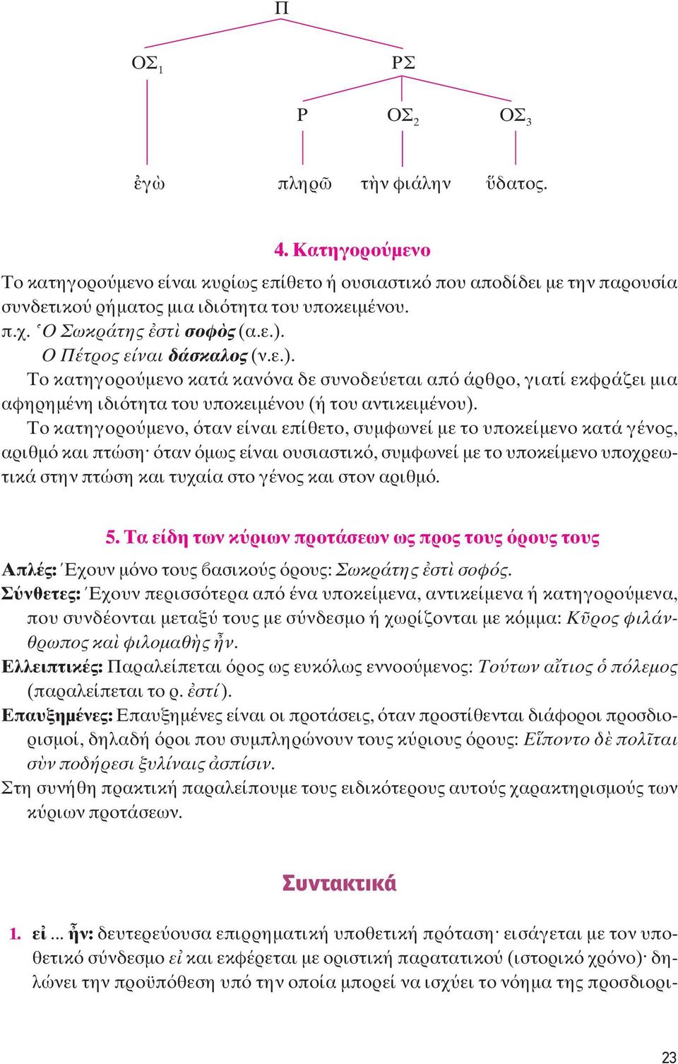 Το κατηγορο μενο, ταν είναι επίθετο, συμφωνεί με το υποκείμενο κατά γένος, αριθμ και πτώση ταν μως είναι ουσιαστικ, συμφωνεί με το υποκείμενο υποχρεωτικά στην πτώση και τυχαία στο γένος και στον