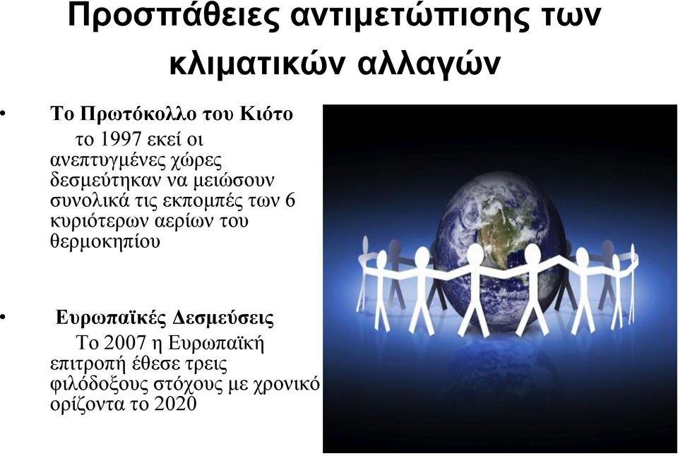 κυριότερων αερίων του θερμοκηπίου κλιματικών αλλαγών Ευρωπαϊκές Δεσμεύσεις