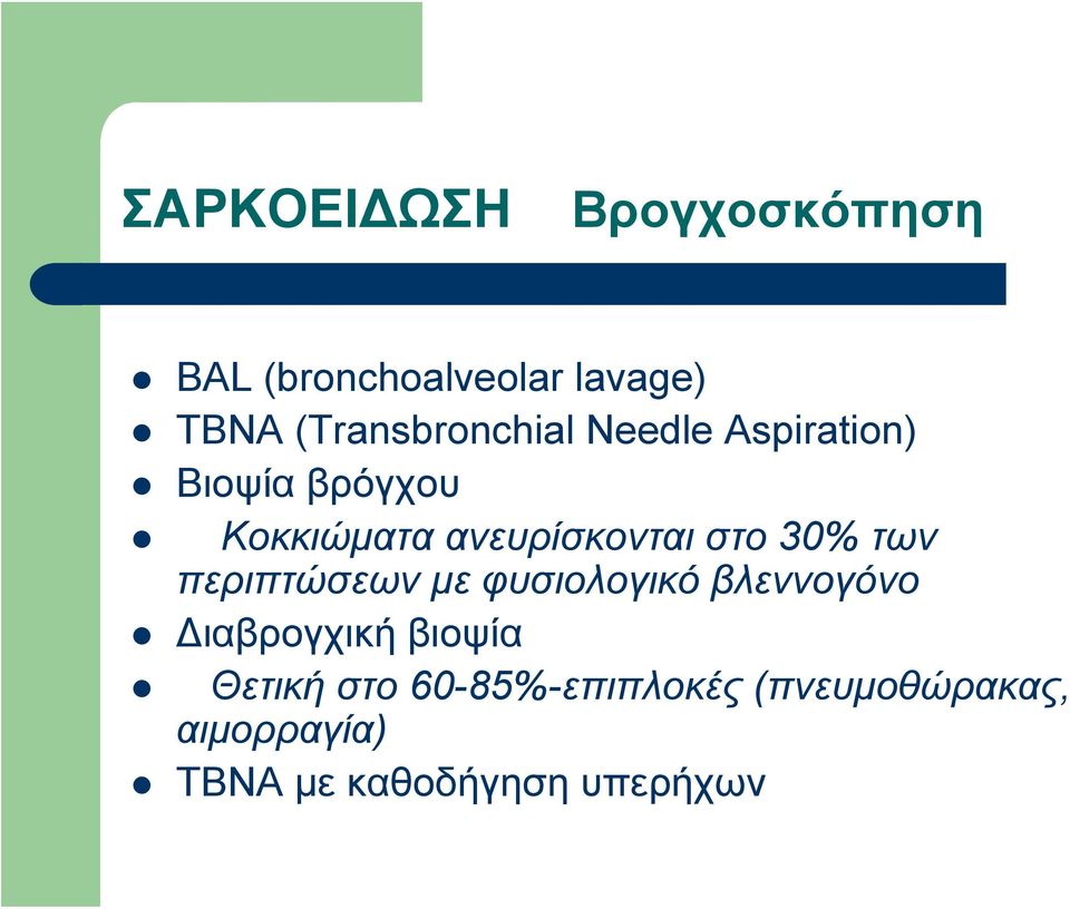 των περιπτώσεων με φυσιολογικό βλεννογόνο Διαβρογχική βιοψία Θετική