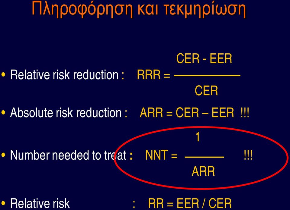 reduction : ARR = CER EER!