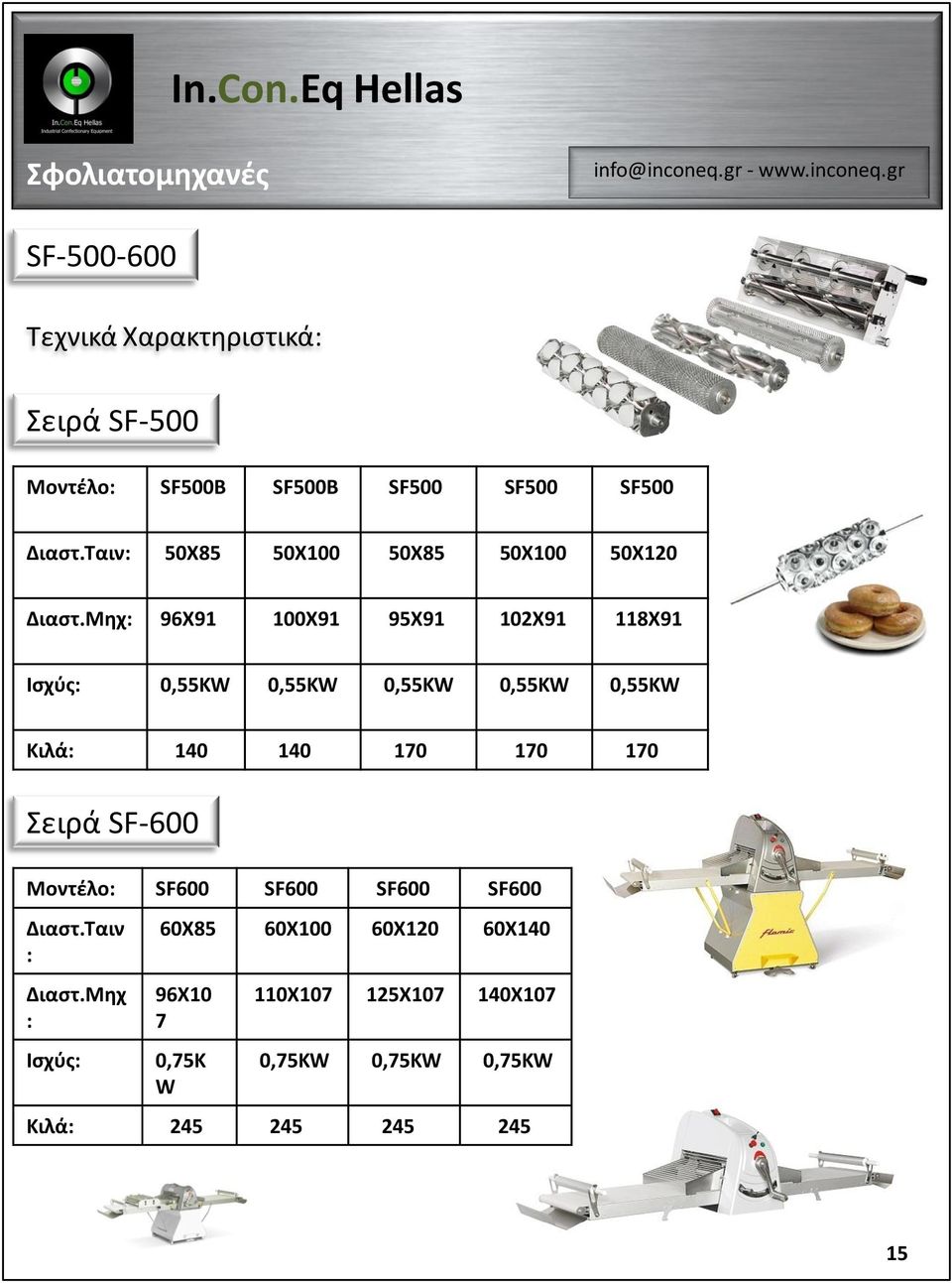 Μθχ: 96X91 100X91 95X91 102X91 118X91 Ιςχφσ: 0,55KW 0,55KW 0,55KW 0,55KW 0,55KW Κιλά: 140 140 170 170 170 Σειρά