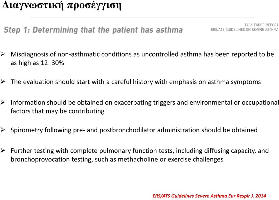 that may be contributing Spirometry following pre- and postbronchodilator administration should be obtained Further testing with complete pulmonary function