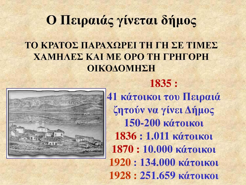Πειραιά ζητούν να γίνει Δήμος 150-200 κάτοικοι 1836 : 1.