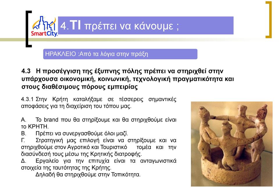 Α. Το brand που θα στηρίξουμε και θα στηριχθούμε είναι το ΚΡΗΤΗ. Β. Πρέπει να συνεργασθούμε όλοι μαζί. Γ.