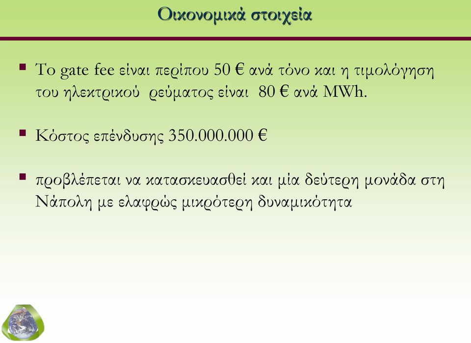 Κόστος επένδυσης 350.000.