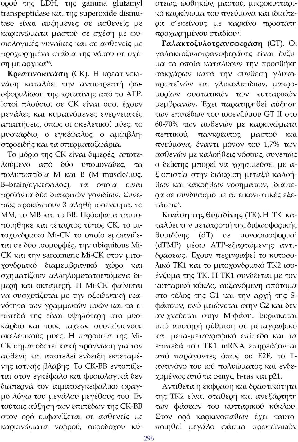 Ιστοί πλούσιοι σε CK είναι όσοι έχουν μεγάλες και κυμαινόμενες ενεργειακές απαιτήσεις, όπως οι σκελετικοί μύες, το μυοκάρδιο, ο εγκέφαλος, ο αμφιβληστροειδής και τα σπερματοζωάρια.