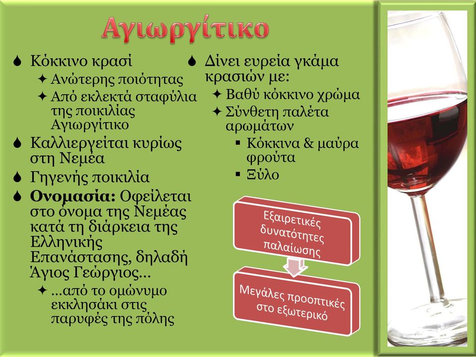 μαύρα στη Νεμέα φρούτα Γηγενής ποικιλία Ξύλο Ονομασία: Οφείλεται στο όνομα της Νεμέας κατά τη