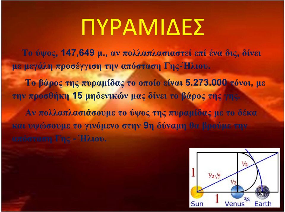 Το βάρος της πυραμίδας το οποίο είναι 5.273.