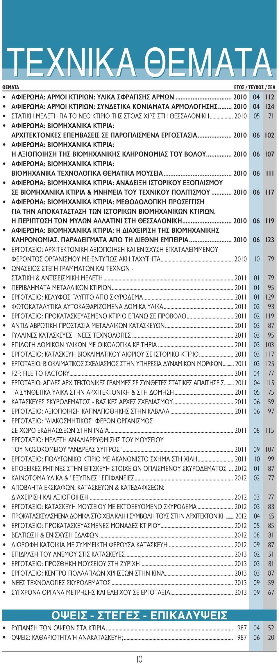 .. 2010 06 107 ΑΦΙΕΡΩΜΑ: ΒΙΟΜΗΧΑΝΙΚΑ ΚΤΙΡΙΑ: ΒΙΟΜΗΧΑΝΙΚΑ ΤΕΧΝΟΛΟΓΙΚΑ ΘΕΜΑΤΙΚΑ ΜΟΥΣΕΙΑ.