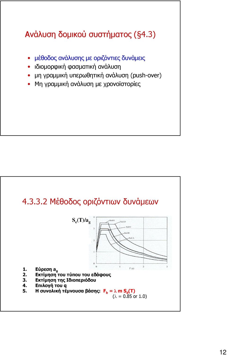 ανάλυση (push-over) Μη γραµµική ανάλυση µε χρονοϊστορίες 4.3.