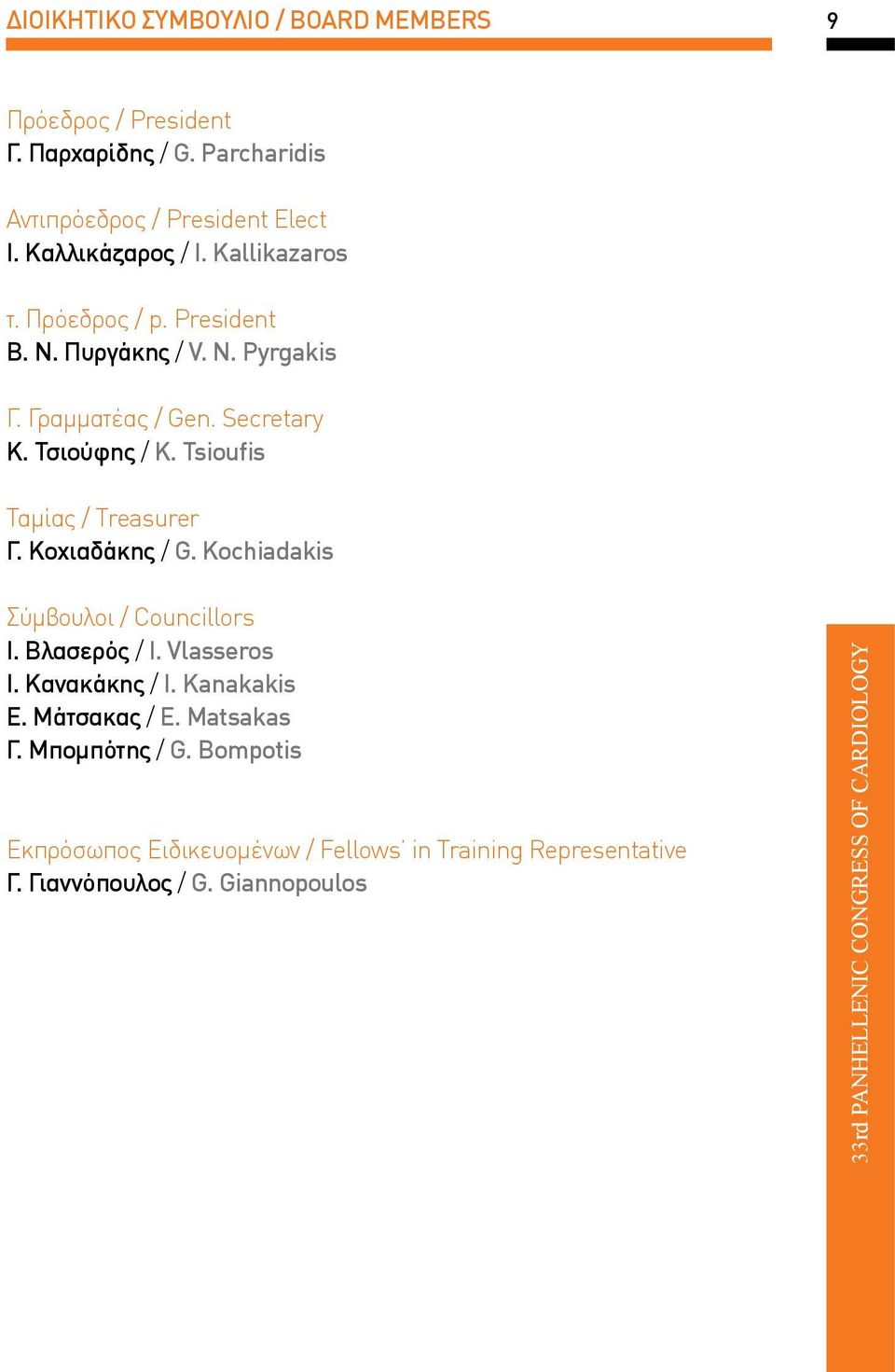 Tsioufis Ταμίας / Treasurer Γ. Κοχιαδάκης / G. Kochiadakis Σύμβουλοι / Councillors Ι. Βλασερός / I. Vlasseros Ι. Κανακάκης / I. Kanakakis Ε.