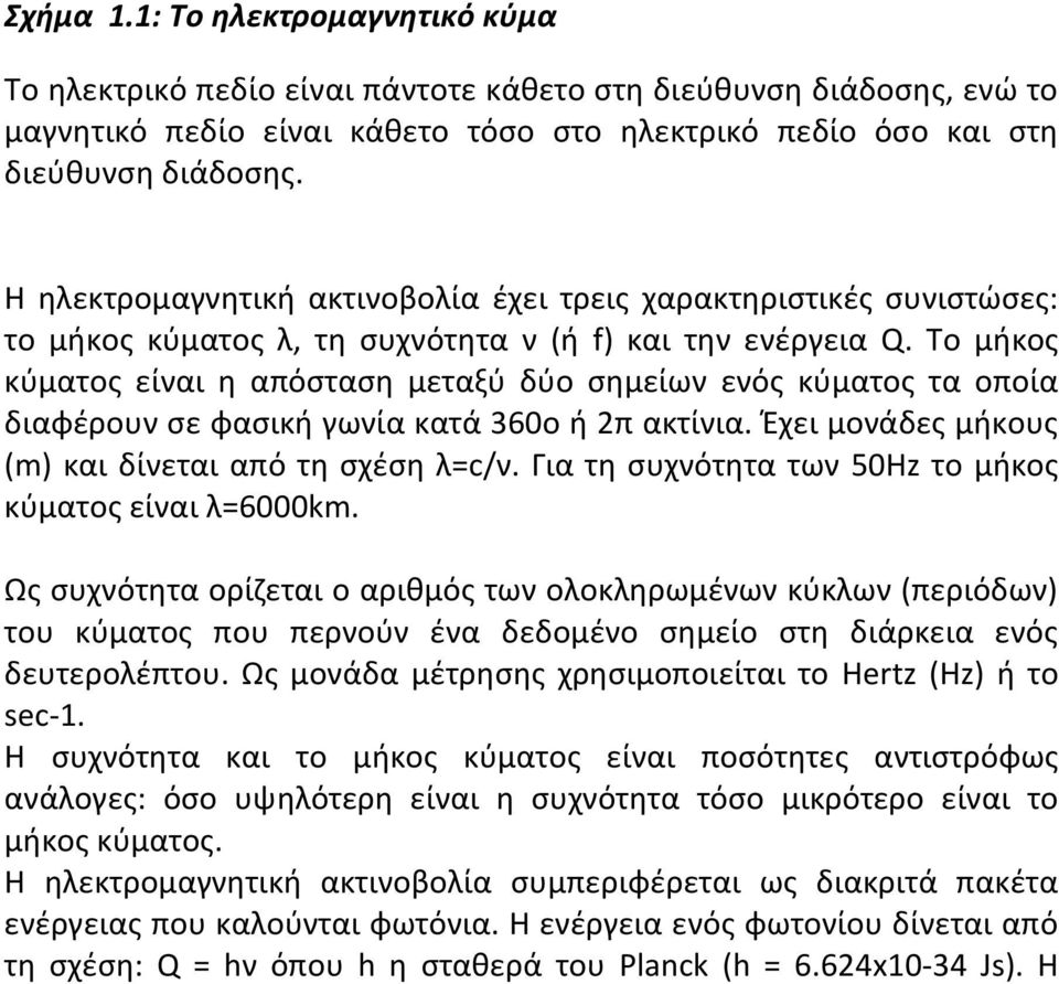 Το μήκος κύματος είναι η απόσταση μεταξύ δύο σημείων ενός κύματος τα οποία διαφέρουν σε φασική γωνία κατά 360ο ή 2π ακτίνια. Έχει μονάδες μήκους (m) και δίνεται από τη σχέση λ=c/ν.