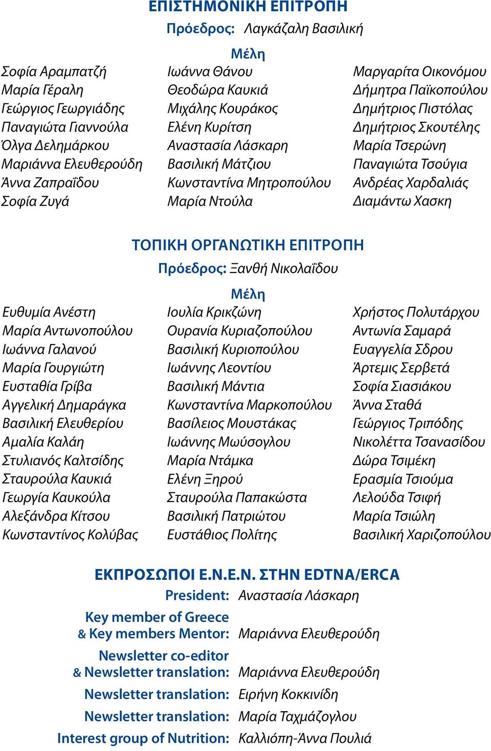 Σκουτέλης Μαρία Τσερώνη Παναγιώτα Τσούγια Ανδρέας Χαρδαλιάς Διαμάντω Χασκη Ευθυμία Ανέστη Μαρία Αντωνοπούλου Ιωάννα Γαλανού Μαρία Γουργιώτη Ευσταθία Γρίβα Αγγελική Δημαράγκα Βασιλική Ελευθερίου