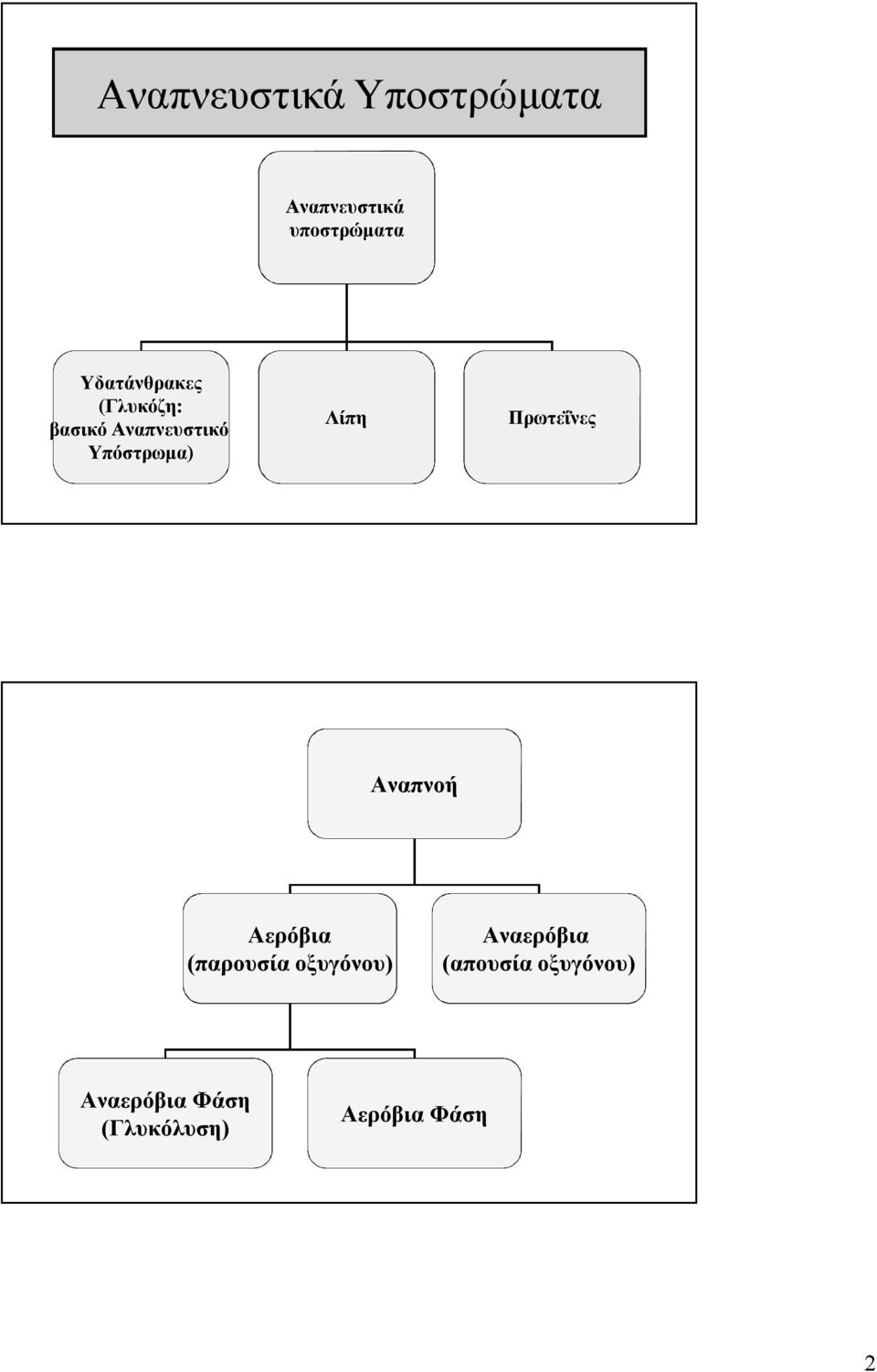 Λίπη Πρωτεΐνες Αναπνοή Αερόβια (παρουσία οξυγόνου)