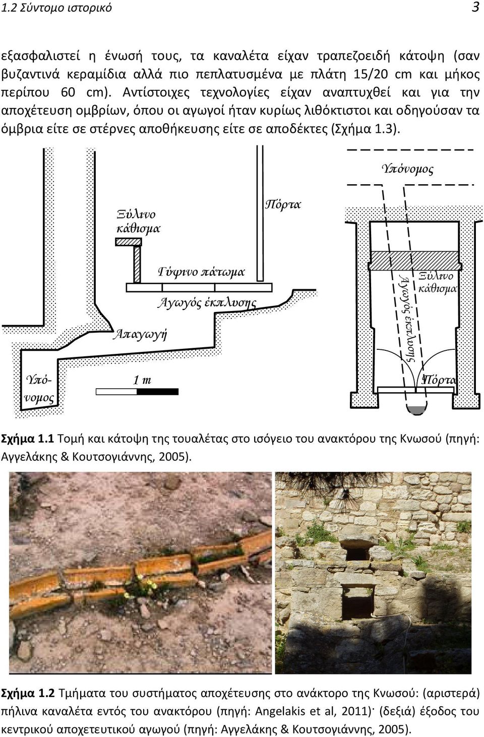 Υπόνοµος Ξύλινο κάθισµα Πόρτα Γύψινο πάτωµα Αγωγός έκπλυσης Ξύλινο κάθισµα Αγωγός έκπλυσης Απαγωγή Υπόνοµος 1 m Πόρτα Σχήμα 1.