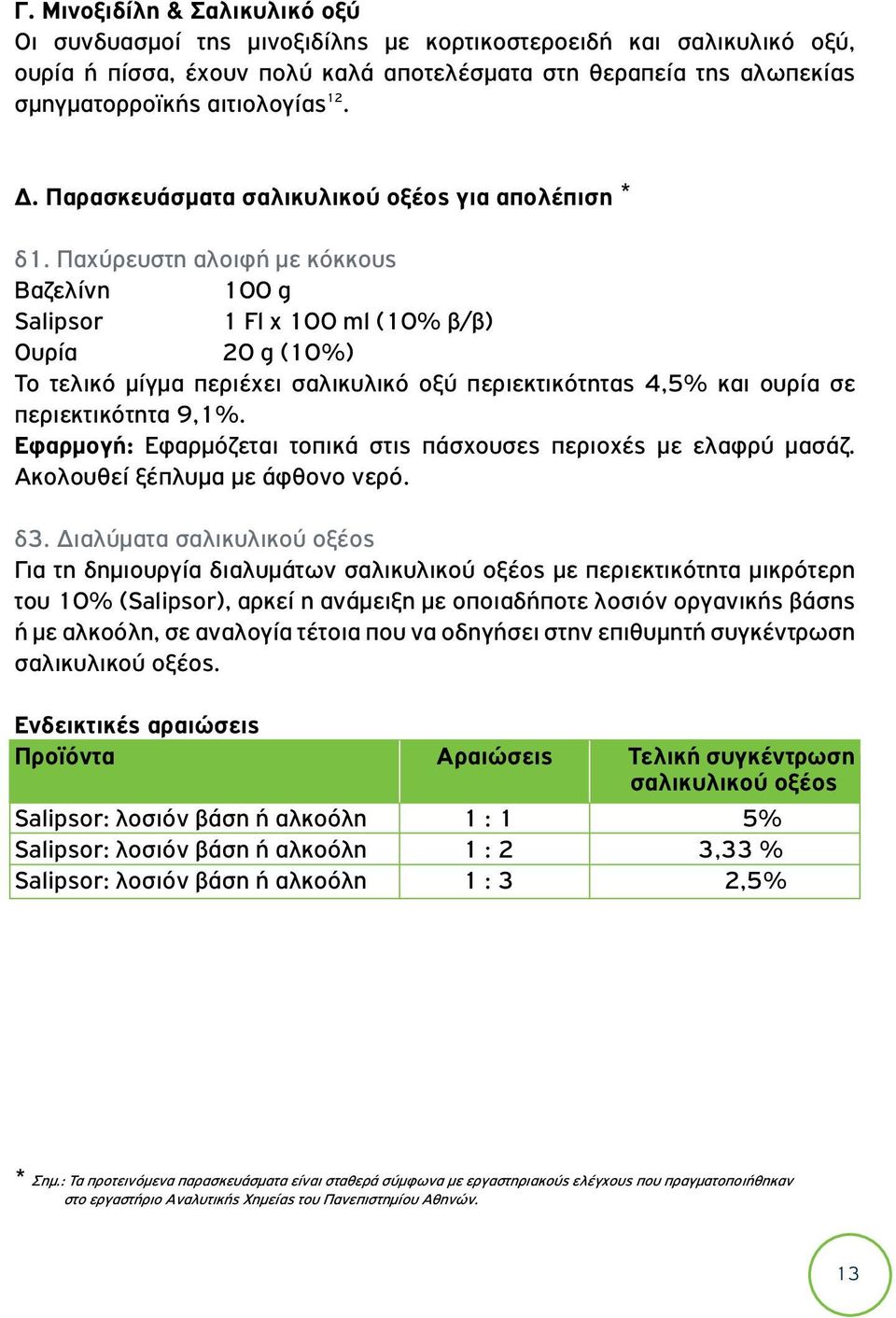 Παχύρευστη αλοιφή με κόκκους Βαζελίνη 100 g Salipsor 1 Fl x 100 ml (10% β/β) Ουρία 20 g (10%) Το τελικό μίγμα περιέχει σαλικυλικό οξύ περιεκτικότητας 4,5% και ουρία σε περιεκτικότητα 9,1%.