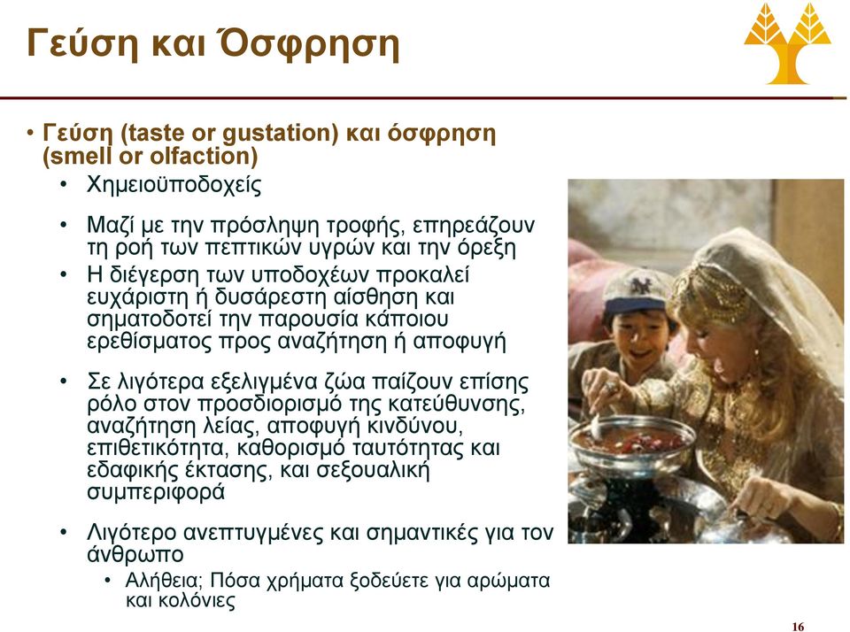 αποφυγή Σε λιγότερα εξελιγμένα ζώα παίζουν επίσης ρόλο στον προσδιορισμό της κατεύθυνσης, αναζήτηση λείας, αποφυγή κινδύνου, επιθετικότητα, καθορισμό