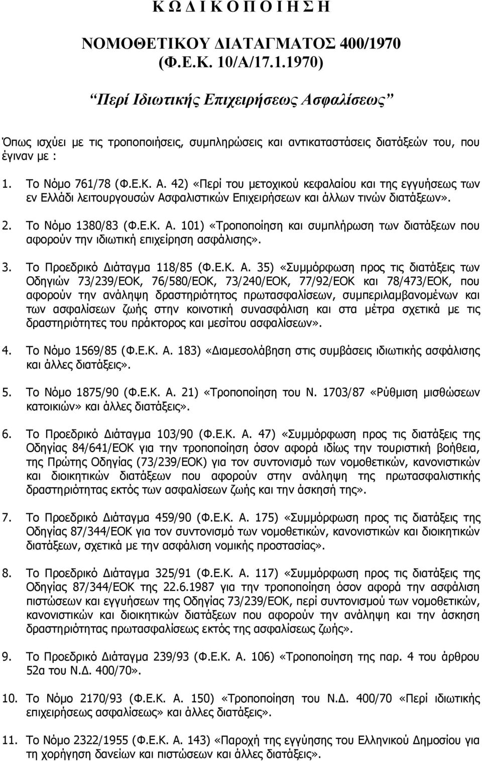 3. Το Προεδρικό Διάταγμα 118/85 (Φ.Ε.Κ. Α.