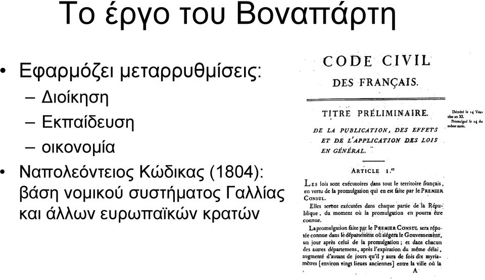 οικονομία Ναπολεόντειος Κώδικας (1804):