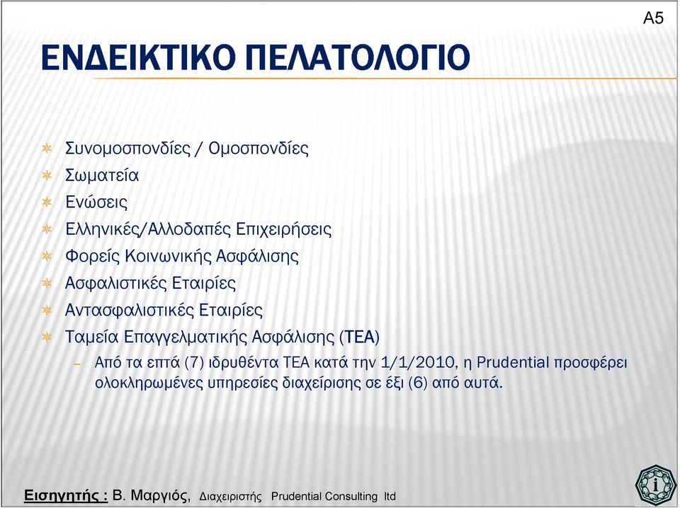 Επαγγελµατικής Ασφάλισης (ΤΕΑ ΤΕΑ) Από τα επτά (7) ιδρυθέντα ΤΕΑ κατά την