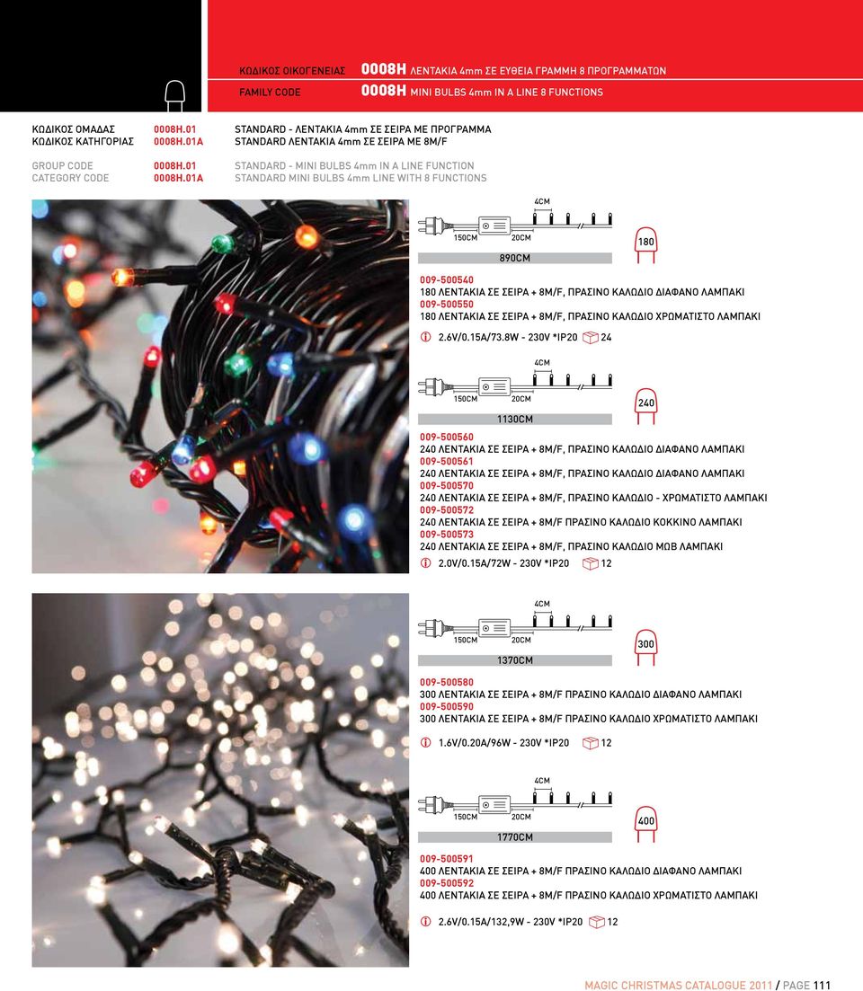 01A STANDARD MINI BULBS 4mm LINE WITH 8 FUNCTIONS 4CM 20CM 890CM 180 009-500540 180 ΛΕΝΤΑΚΙΑ ΣΕ ΣΕΙΡΑ + 8Μ/F, ΠΡΑΣΙΝΟ ΚΑΛΩΔΙΟ ΔΙΑΦΑΝΟ ΛΑΜΠΑΚΙ 009-500550 180 ΛΕΝΤΑΚΙΑ ΣΕ ΣΕΙΡΑ + 8Μ/F, ΠΡΑΣΙΝΟ ΚΑΛΩΔΙΟ