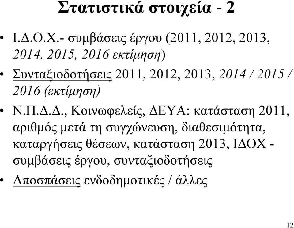 2012, 2013, 2014 / 2015 / 2016 (εκτίμηση) Ν.Π.Δ.