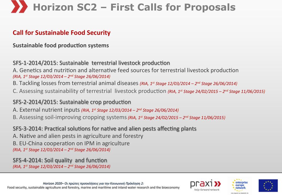 Assessing sustainability of terrestrial livestock producdon (RIA, 1 st Stage 24/02/2015 2 nd Stage 11/06/2015) SFS- 2-2014/2015: Sustainable crop producdon A. External nutrient inputs Β.