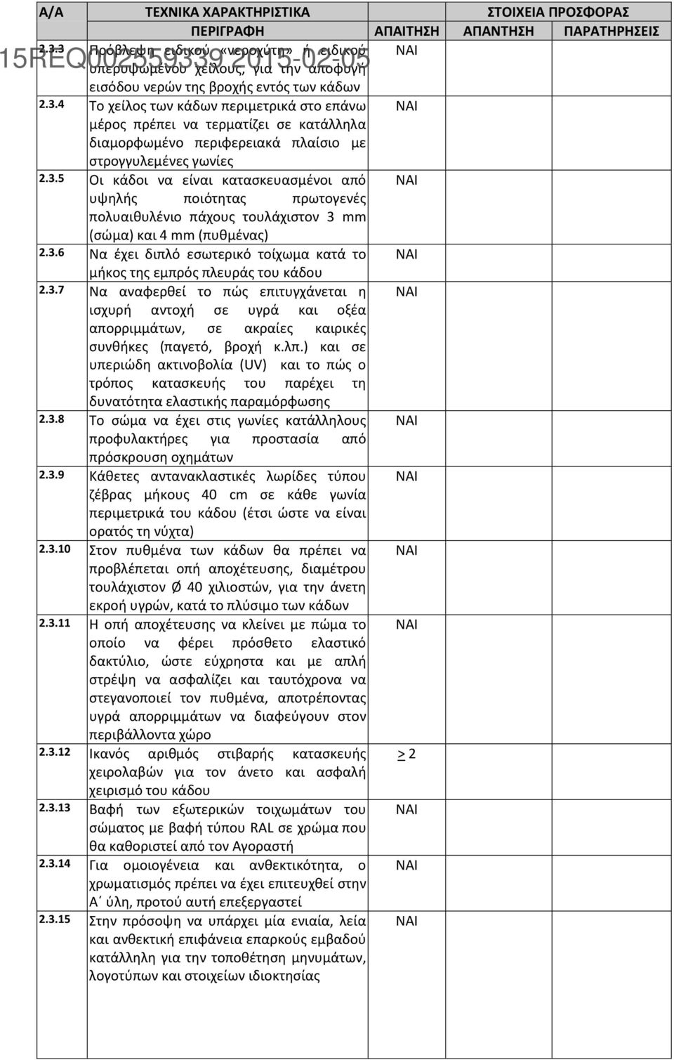 3.7 Να αναφερθεί το πώς επιτυγχάνεται η ισχυρή αντοχή σε υγρά και οξέα απορριμμάτων, σε ακραίες καιρικές συνθήκες (παγετό, βροχή κ.λπ.