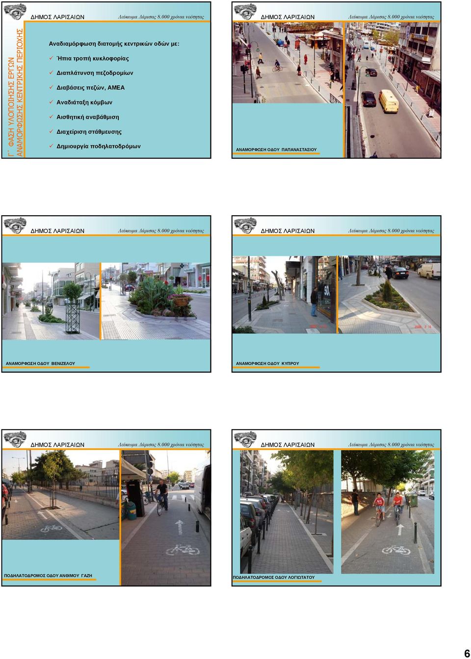 αναβάθμιση Διαχείριση στάθμευσης Δημιουργία ποδηλατοδρόμων ΑΝΑΜΟΡΦΩΣΗ ΟΔΟΥ ΠΑΠΑΝΑΣΤΑΣΙΟΥ ΑΝΑΜΟΡΦΩΣΗ