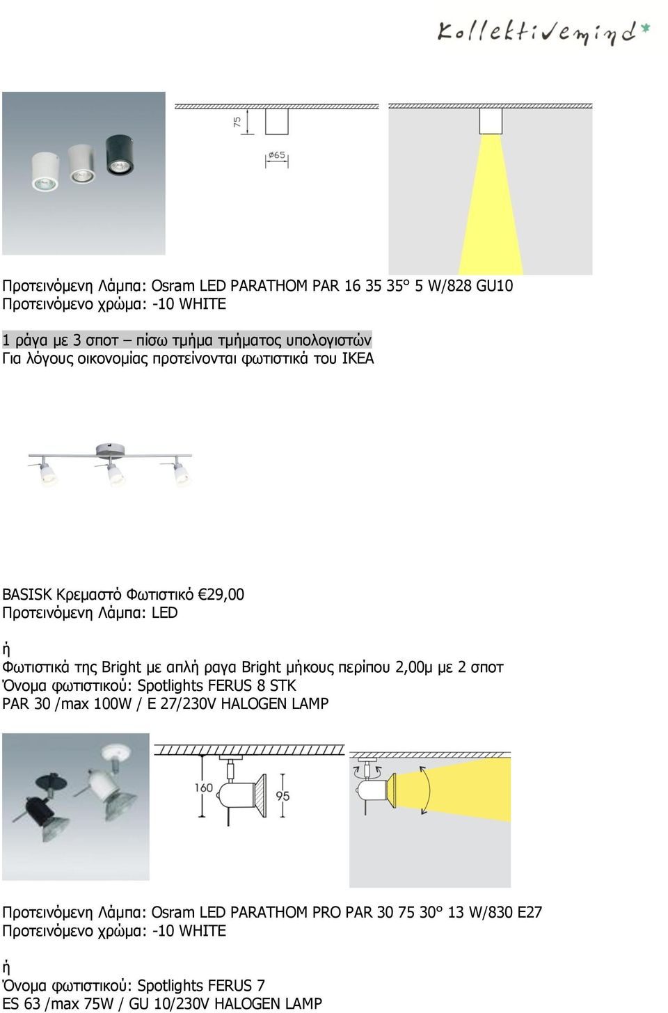 ραγα Bright μκους περίπου 2,00μ με 2 σποτ Όνομα φωτιστικού: Spotlights FERUS 8 STK PAR 30 /max 100W / E 27/230V HALOGEN LAMP