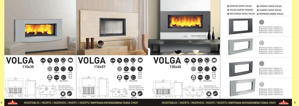 400x840 mm. M-36 (Volga 110x35) 1.400x620 mm. M-38 (Volga 130x40) 1.600x670 mm.