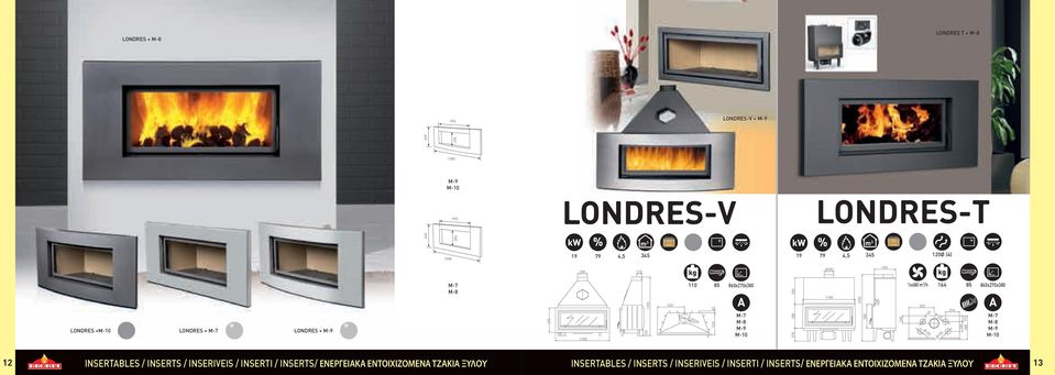 160º 160 1x680 /h 164 85 860x270x380 533 296 124 205 M-7 M-8 M-9 M-10 12 INSERTABLES / INSERTS / INSERIVEIS / INSERTI / INSERTS/