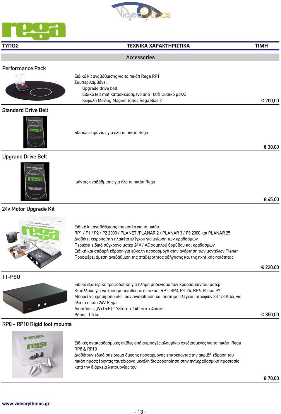 mounts Ειδικό kit αναβάθμισης του μοτέρ για τα πικάπ: RP1 / P1 / P2 / P2 2000 / PLANET /PLANAR 2 / PLANAR 3 / P3 2000 και PLANAR 25 Διαθέτει χειροποίητη πλακέτα ελέγχου για μείωση των κραδασμών