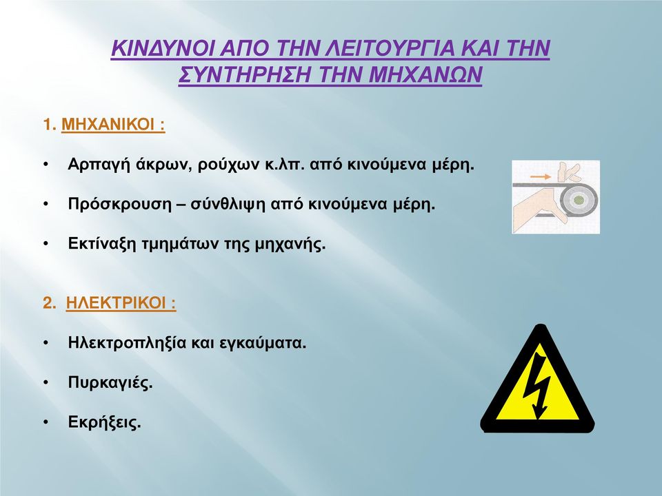 Πρόσκρουση σύνθλιψη από κινούμενα μέρη.