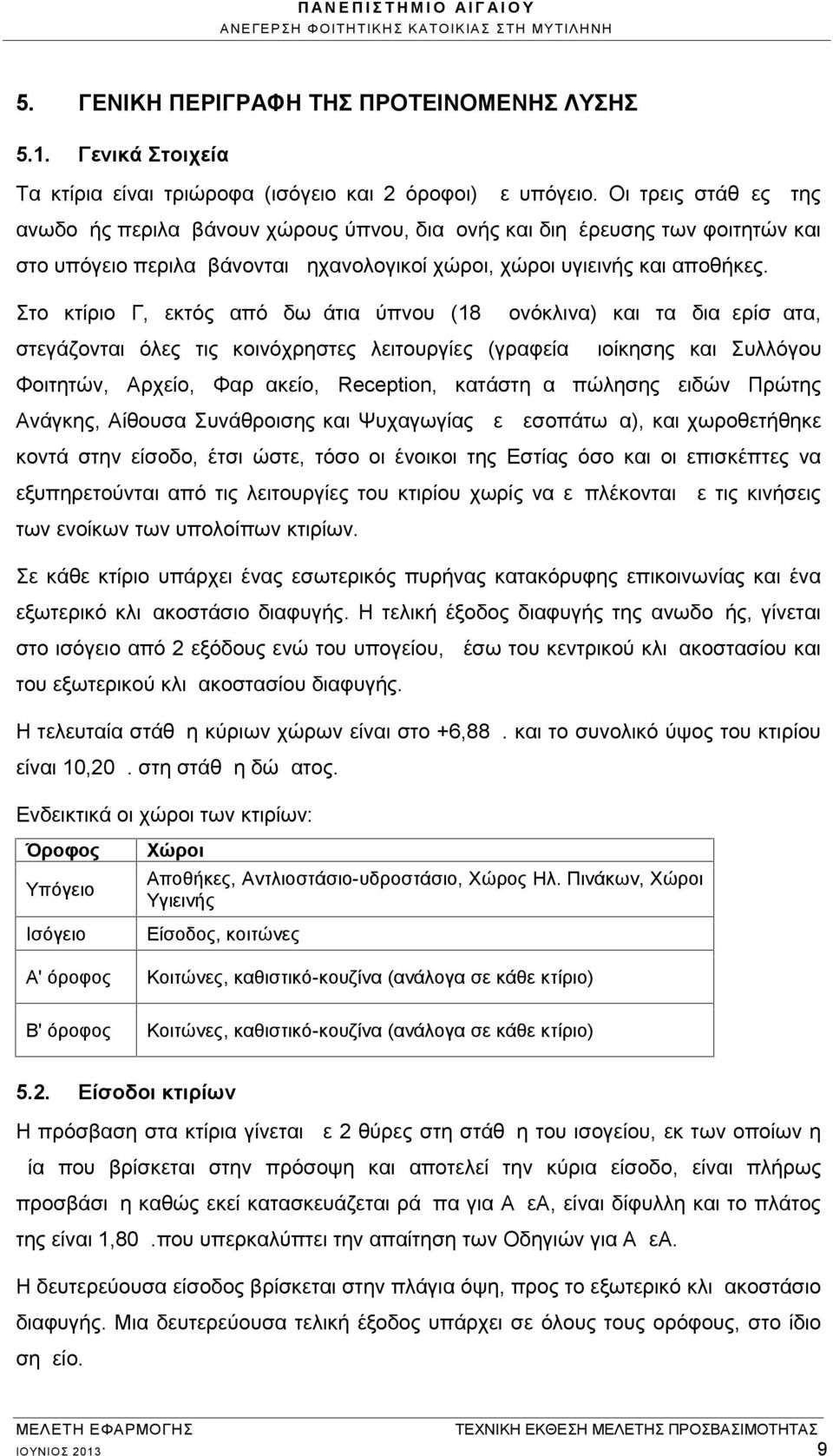 Στο κτίριο Γ, εκτός από δωμάτια ύπνου (18 μονόκλινα) και τα διαμερίσματα, στεγάζονται όλες τις κοινόχρηστες λειτουργίες (γραφεία Διοίκησης και Συλλόγου Φοιτητών, Αρχείο, Φαρμακείο, Reception,