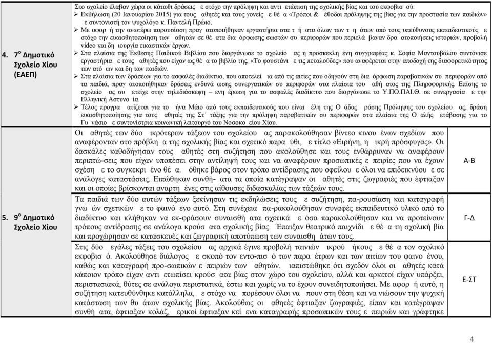 με θέμα «Τρόποι & μέθοδοι πρόληψης της βίας για την προστασία των παιδιών» με συντονιστή τον ψυχολόγο κ. Παντελή Πρώιο.
