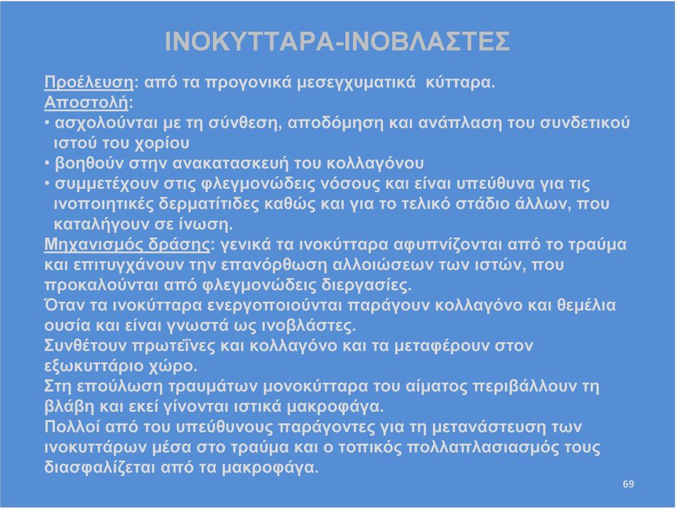 ινοποιητικές δερµατίτιδες καθώς και για το τελικό στάδιο άλλων, που καταλήγουν σε ίνωση.